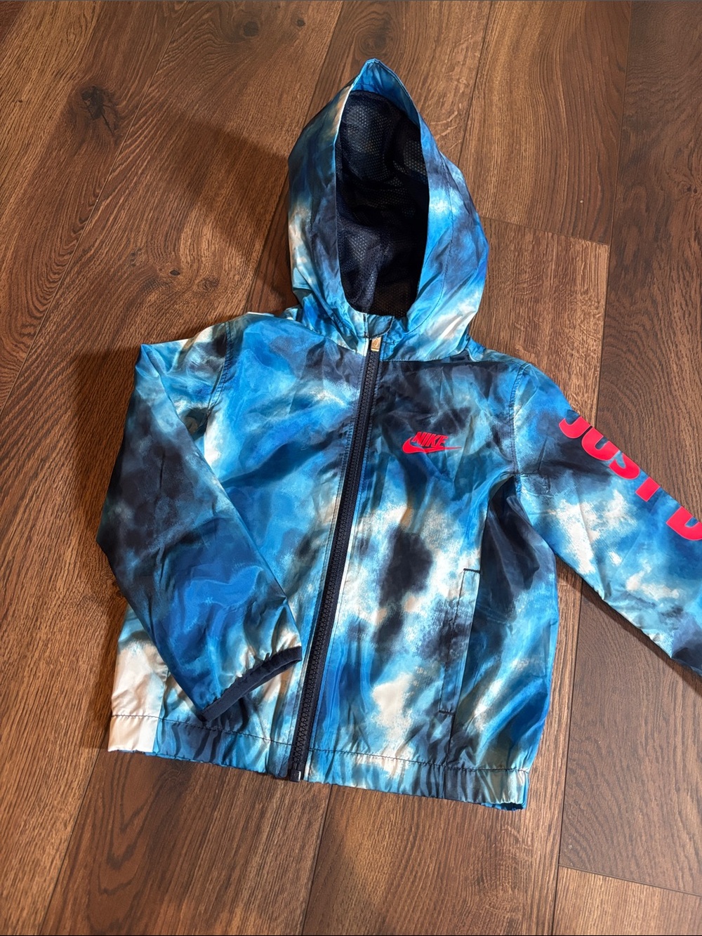 Nike Blue Black White Tie-Dye Kids Hooded Jacket